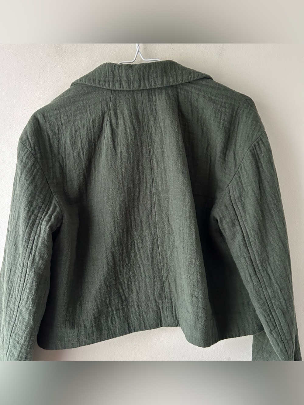 Madewell The Drop-Shoulder Crop Blazer Jacket Cotton-Linen Foraged Green S - Picture 13 of 13